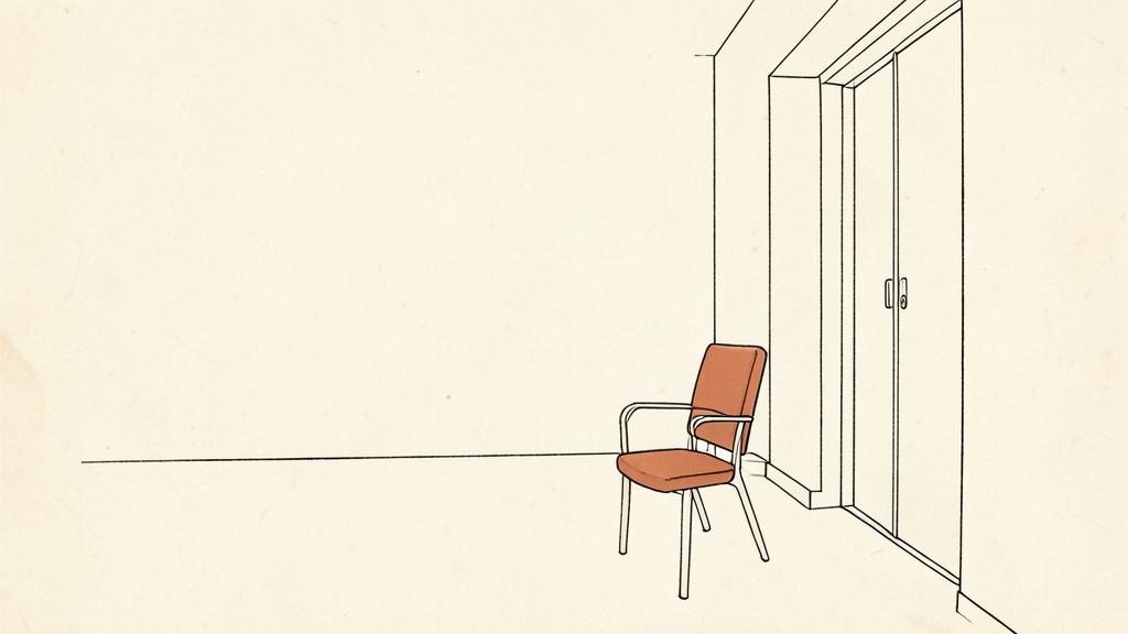 An empty chair beside a lift door after a difficult price conversation