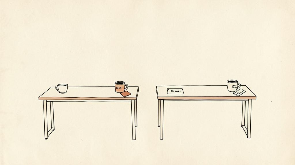 Two desks holding different traces of ambition and work