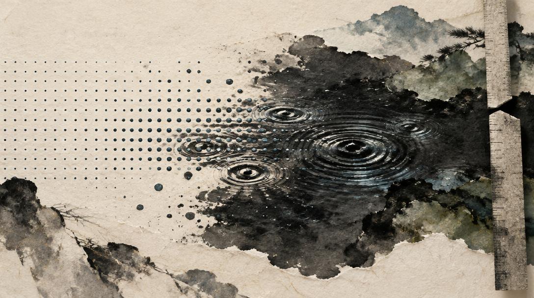 Data dots becoming imperfect ripples around an empty centre
