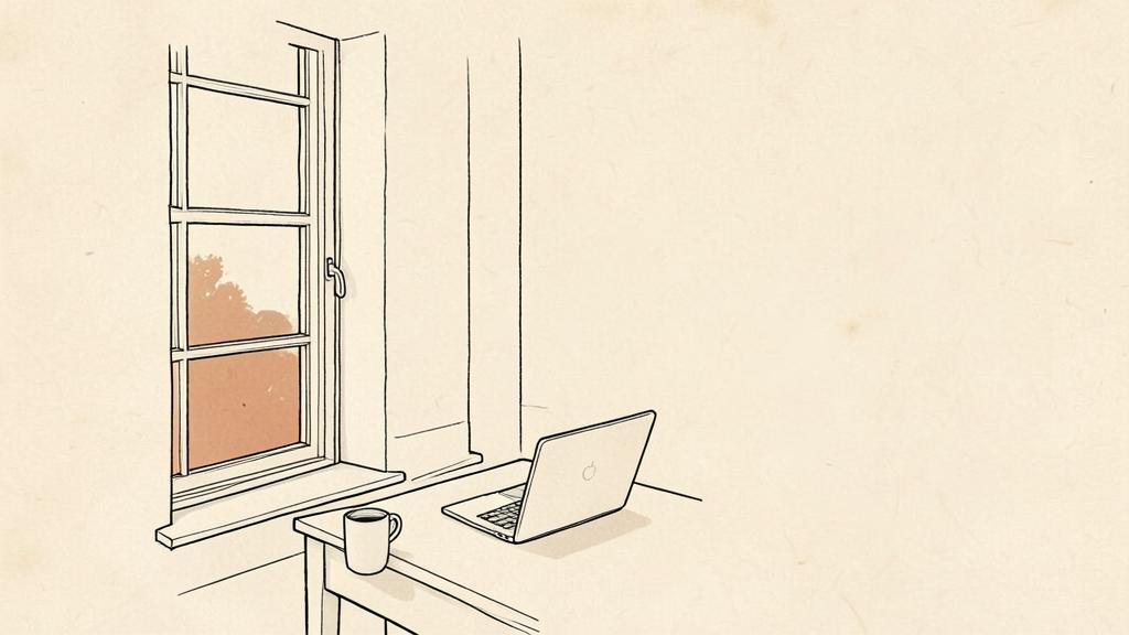 A dusk window and open worktable holding a small field of light